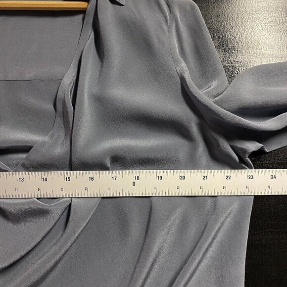 Eileen Fisher Blouse Women Small 100% Silk Crepe de Chine Drape Front Boxy Shirt - Picture 13 of 15